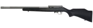 A black deluxe rifle firearm pointing to the left