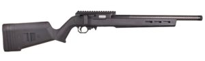 A long black summit rifle fire arm with thumbhole