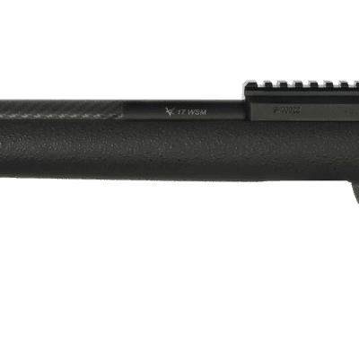 A lightweight black rifle with mcmillan stock